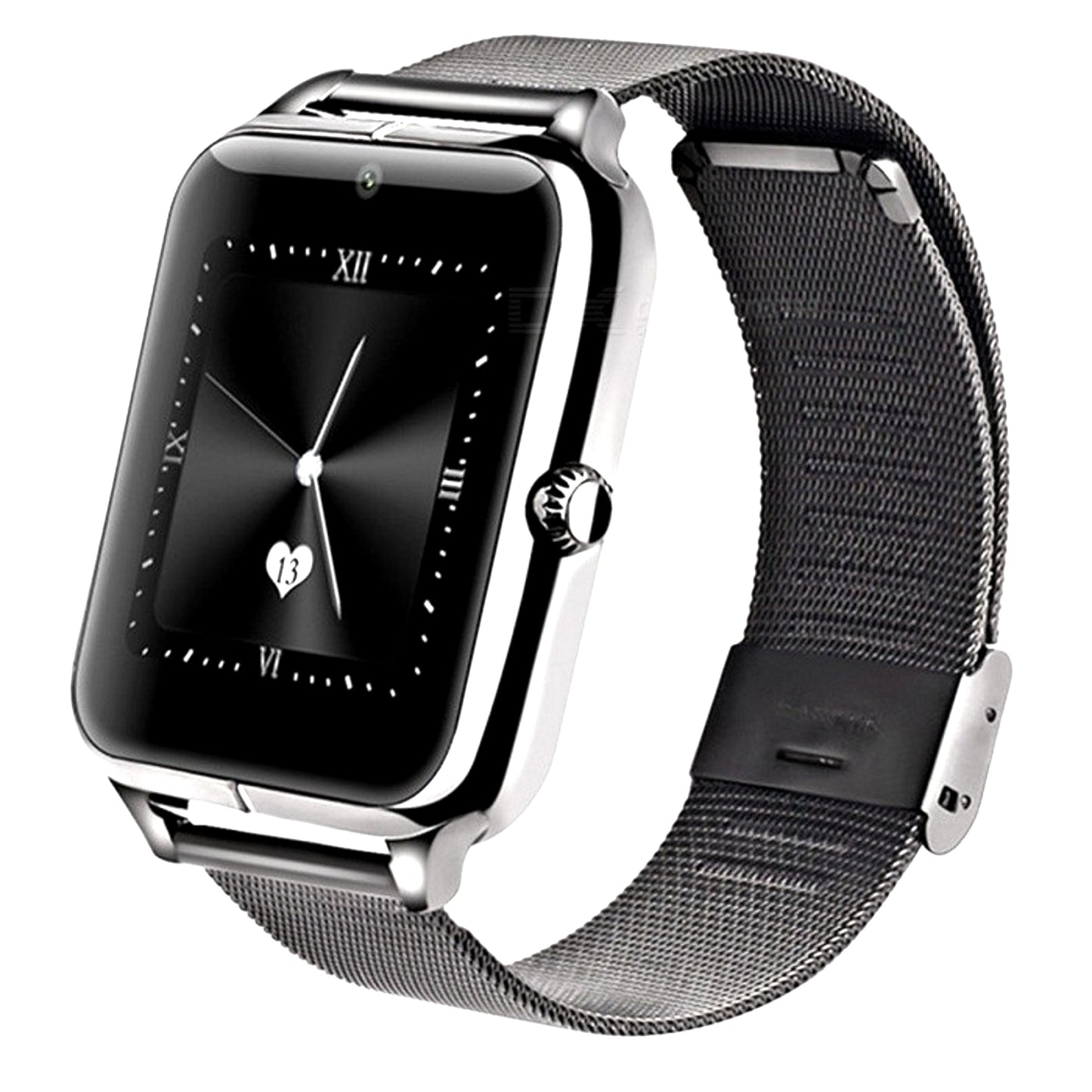 Ceas Smartwatch cu Telefon Ideal 8 2018, Bratara Metalica Premium Black, Camera Video 1,3 Mpx, Apelare BT, Notificari, Pedometru, LCD Capacitiv 1.54' Antizgarieturi, Slot Card, Aluminium, Black