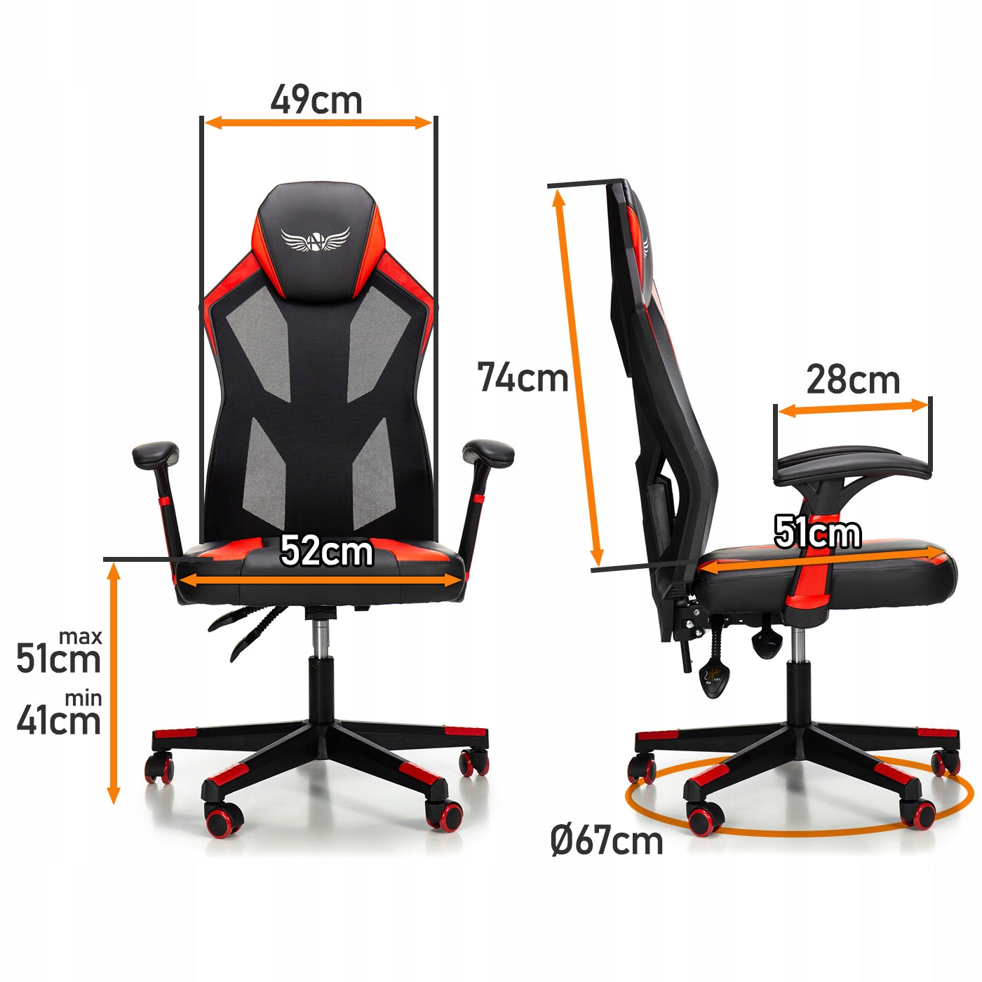 Scaun Gaming Reglabil cu mecanism SmoothBlock idealSTORE Collection Ignis Design, Echipat cu cotiere moi si stabile, Posibilitatea modificarii unghiului spatarului