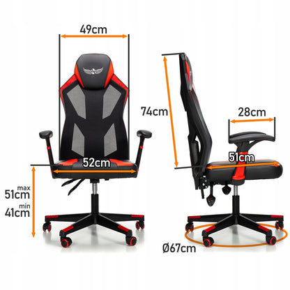 Scaun Gaming Reglabil cu mecanism SmoothBlock idealSTORE Collection Ignis Design, Echipat cu cotiere moi si stabile, Posibilitatea modificarii unghiului spatarului