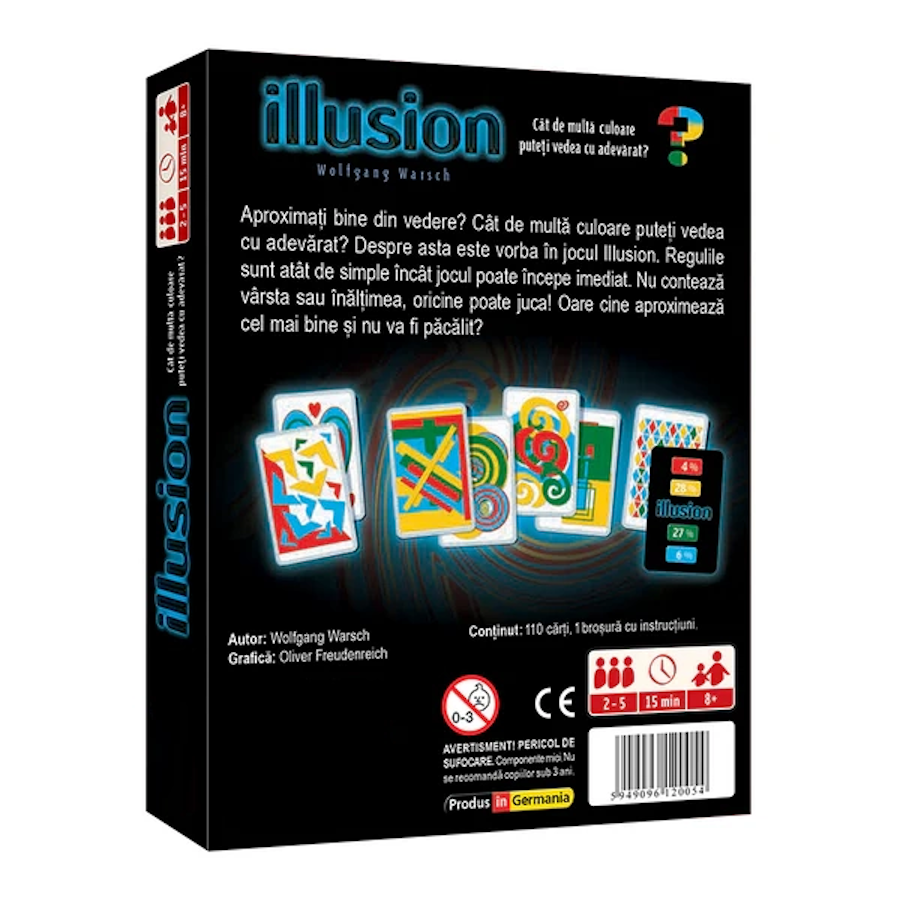 Joc de societate illusion idealSTORE, Cat de mult puteti discerne Culorile, Cata culori poti Vedea, 110 Carti, 1 Regulament