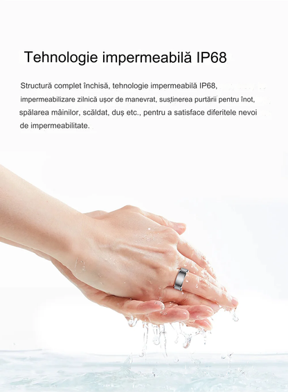 Inel Inteligent idealSTORE BetaSmart, Unisex, Monitorizare Ritm Cardiac, Temperatura, Oxigen, Somn, Mod multi-sport, Inregistrare Pasi si Activitate Fitness, Desing Modern, 18 mm Auriu