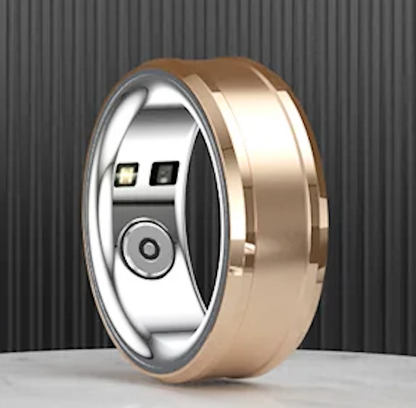 Inel Inteligent idealSTORE BetaSmart, Unisex, Monitorizare Ritm Cardiac, Temperatura, Oxigen, Somn, Mod multi-sport, Inregistrare Pasi si Activitate Fitness, Desing Modern, 18 mm Auriu