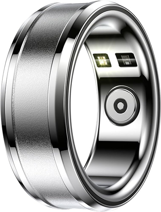 Inel Inteligent idealSTORE BetaSmart, Unisex, Monitorizare Ritm Cardiac, Temperatura, Oxigen, Somn, Mod multi-sport, Inregistrare Pasi si Activitate Fitness, Desing Modern, 18 mm Silver