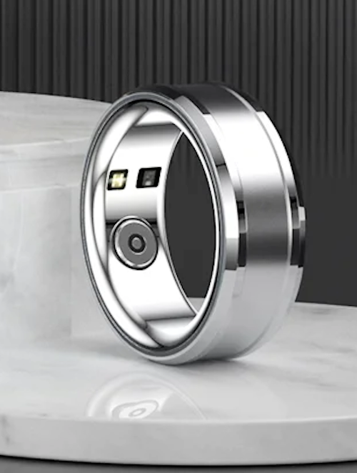 Inel Inteligent idealSTORE BetaSmart, Unisex, Monitorizare Ritm Cardiac, Temperatura, Oxigen, Somn, Mod multi-sport, Inregistrare Pasi si Activitate Fitness, Desing Modern, 20 mm Silver