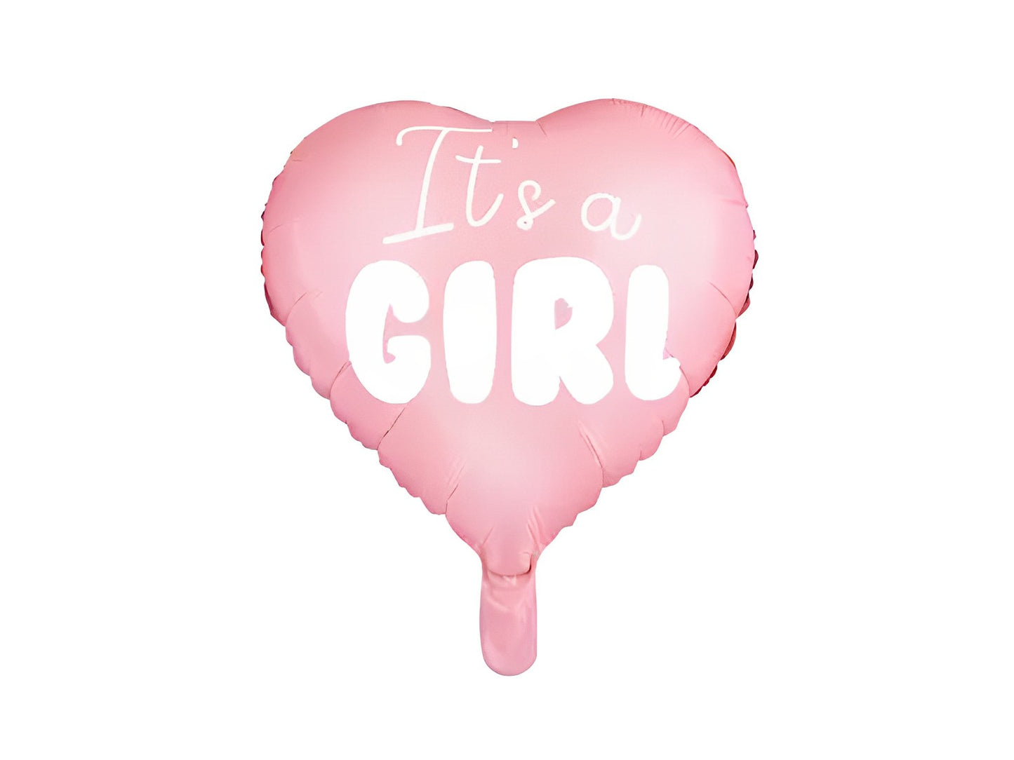 Balon It's a Girl IdealStore, Din folie in forma de inima, De culoare Roz cu impriumeu alb, Dimensiune 45 cm, Poate fi umflat atat cu Aer cat si cu Heliu, Ideal pentru petrecerea Baby Shower