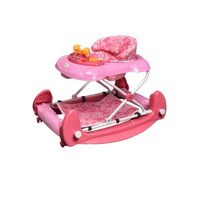 Premergator Interactiv IDL Pink Baby First Step pliabil pentru bebelusi cu panou Interactiv, inaltime reglabila, functie basculanta, roti spate cu blocare si sistem de siguranta anti-cadere pentru copil, Culoare Roz
