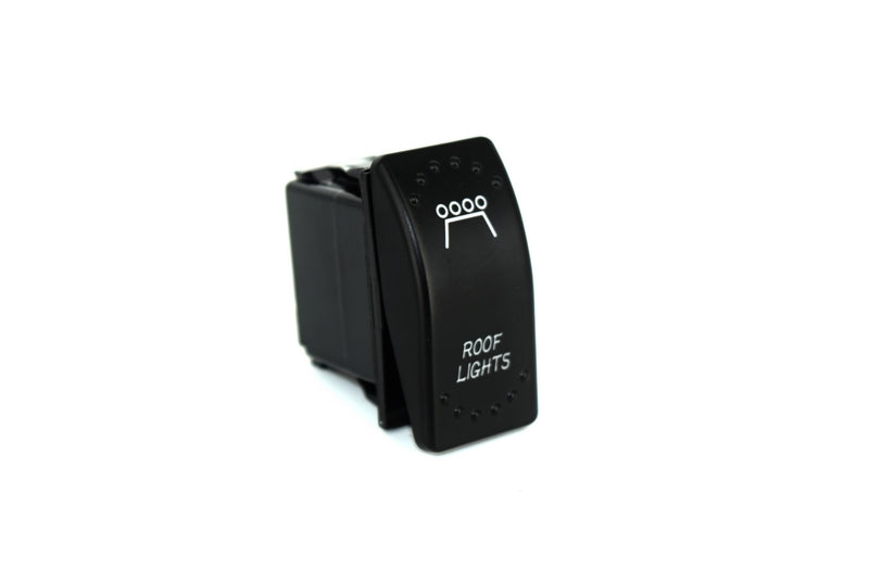 Intrerupator Profesional Auto ROOF LIGHT cu martor avertizare luminos, Putere: 12V, 20A sau 24V, 10A, Dimensiune: 4,5 x 2.5 cm. Model cu 5 pini