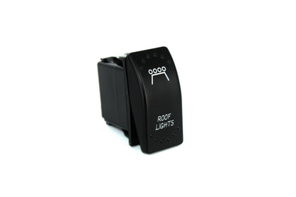 Intrerupator Profesional Auto ROOF LIGHT cu martor avertizare luminos, Putere: 12V, 20A sau 24V, 10A, Dimensiune: 4,5 x 2.5 cm. Model cu 5 pini