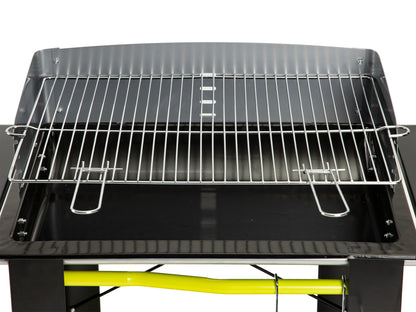 Gratar de Gradina cu Carbuni Modern Grill idealStore, Dimensiuni 133 x 56 x 95, Constructie Metalica Stabila, Rafturi Spatioase, Cos pentru Depozitare, Roti Incorporate, Sistem de Reglare al Inaltimii