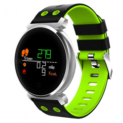 Ceas Smartwatch si Bratara Fitness idealSTORE NEW K2, Monitorizare Puls, Pasi, Calorii, Notificare Mesaje, IP68 Waterproof, Culoare Negru-Verde