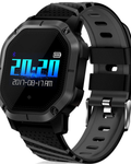 Ceas Smartwatch si Bratara Fitness Sport-Tech K5, Model Sport, Tensiometru, Puls, Monitor Somn, Bratara Detasabila, Notificare Apeluri si Mesaje, IP68 Waterproof, Incarcare Magnetica, Culoare Negru