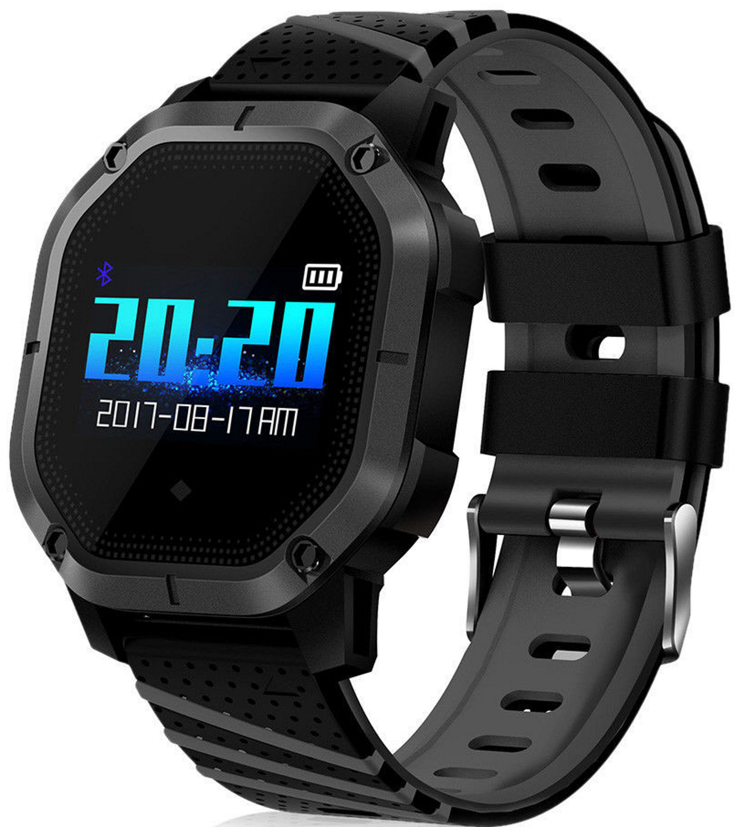 Ceas Smartwatch si Bratara Fitness Sport-Tech K5, Model Sport, Tensiometru, Puls, Monitor Somn, Bratara Detasabila, Notificare Apeluri si Mesaje, IP68 Waterproof, Incarcare Magnetica, Culoare Negru