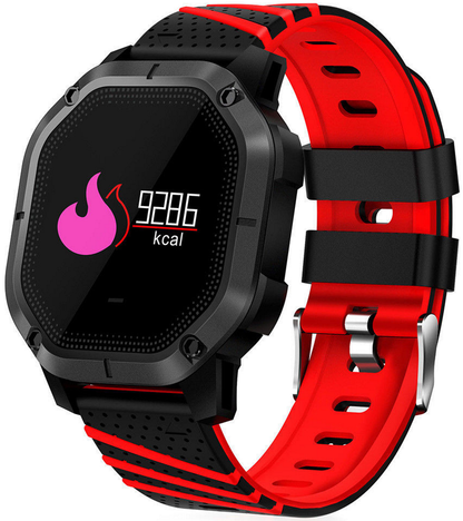 Ceas Smartwatch si Bratara Fitness Sport-Tech K5, Model Sport, Tensiometru, Puls, Monitor Somn, Bratara Detasabila, Notificare Apeluri si Mesaje, IP68 Waterproof, Incarcare Magnetica, Culoare Rosu