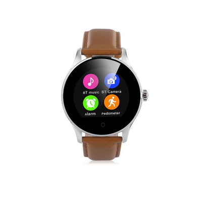 Ceas Smartwatch KTM Edition 88 Stainless Steel, Monitorizare Ritm Cardiac, Curea de piele maro, Android, IOS, Bluetooth, Handsfree, Touchscreen, G-senzor, Pedometru