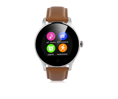 Ceas Smartwatch KTM Edition 88 Stainless Steel, Monitorizare Ritm Cardiac, Curea de piele maro, Android, IOS, Bluetooth, Handsfree, Touchscreen, G-senzor, Pedometru