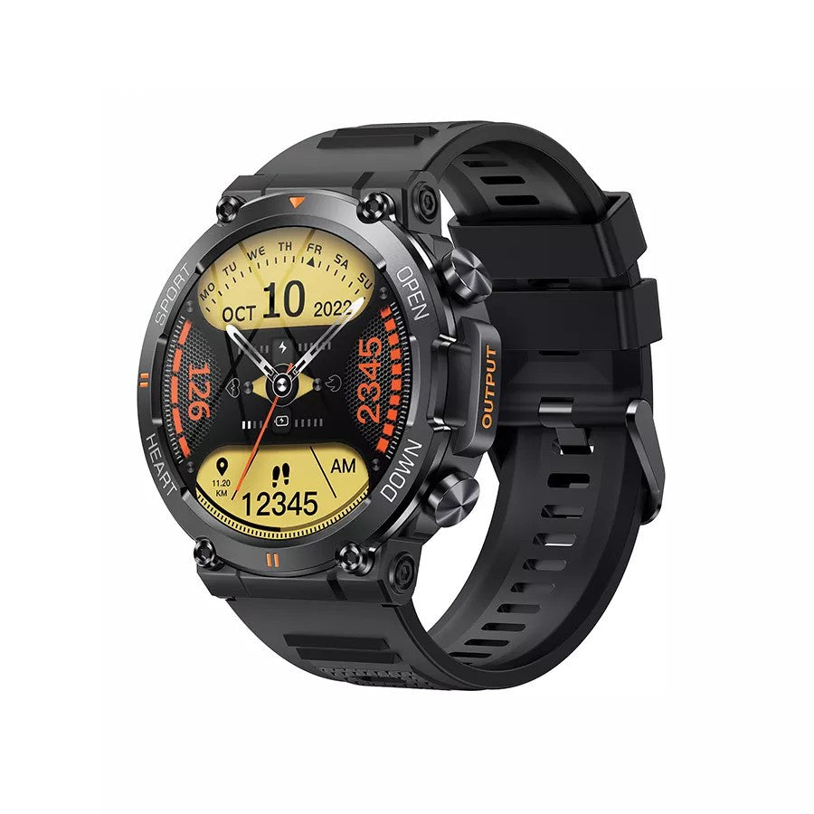 Ceas Smartwatch ARMYWatch IdealStore, Ecran tactil de 1.28 HD Inch, Functie de Preluare Apel, Difuzor si Microfon incorporat, Notificari Facebook, Whatssapp, Instagram, Rezistent la apa IP 68, Tensiune arteriala, Cronometru, Pedometru, Black
