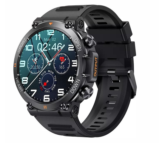 Ceas Smartwatch ARMYWatch IdealStore, Ecran tactil de 1.28 HD Inch, Functie de Preluare Apel, Difuzor si Microfon incorporat, Notificari Facebook, Whatssapp, Instagram, Rezistent la apa IP 68, Tensiune arteriala, Cronometru, Pedometru, Black