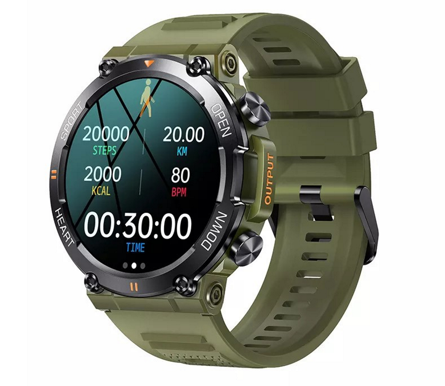 SmartWatch New ARMYWatch idealStore, Ecran Tactil HD 1.28 Inch, Functie Preluare Apel, Notificari Aplicatii, Microfon Incorporat, Rezistent la Apa IP68, Masurare Tensiune Arteriala, Culoare Verde