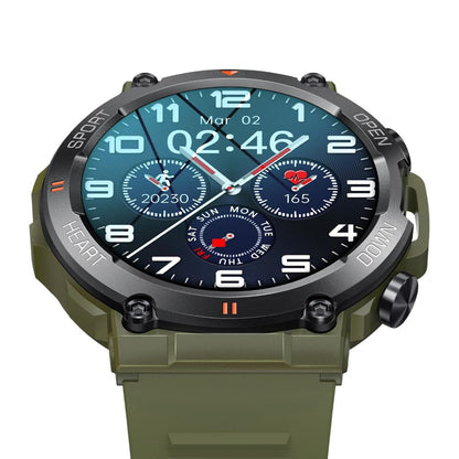 Ceas Smartwatch ARMYWatch IdealStore, Ecran tactil de 1.28 HD Inch, Functie de Preluare Apel, Difuzor si Microfon incorporat, Notificari Facebook, Whatssapp, Instagram, Rezistent la apa IP 68, Tensiune arteriala, Cronometru, Pedometru, Green Edition
