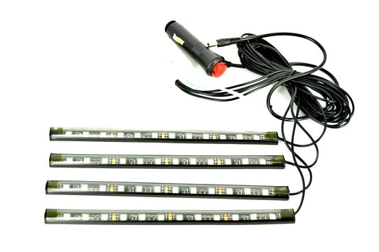 Kit interior LED SMD RGB 32cm Idealstore, aplicatie telefon cu bluetooth, jocuri de lumini, 7 culori