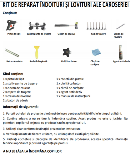 Kit complet Reparatie indoituri si lovituri ale caroserieri idealSTORE, Ideal pentru o reparatie de succes