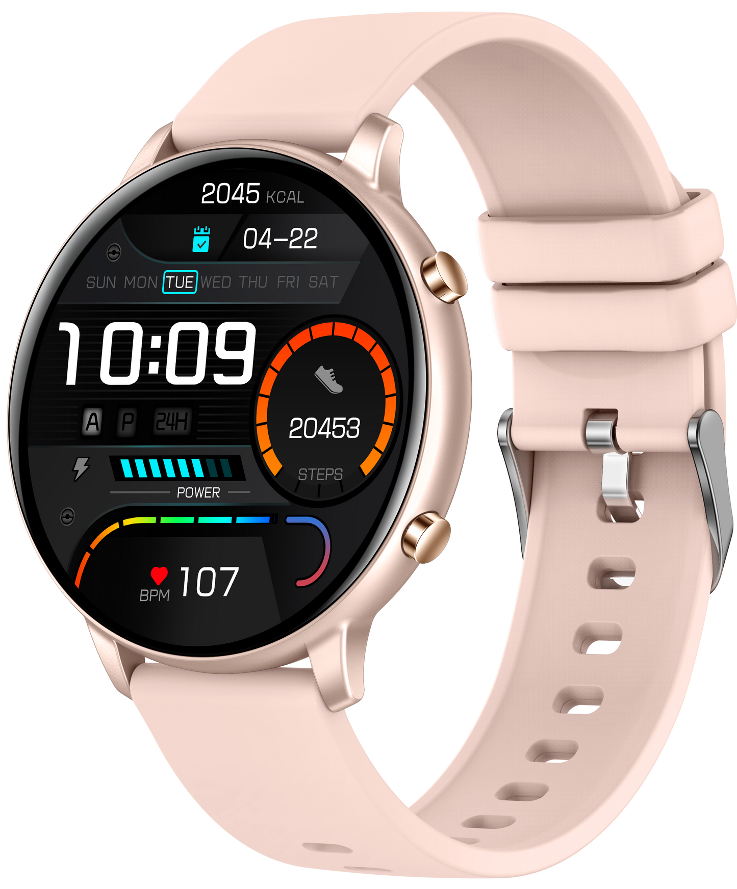 Ceas Smartwatch idealSTORE KooPio2, Apel Bluetooth, Asistent Vocal, Carcasa Slim din Aluminiu, Afisaj HD, 100+ Moduri Sport, Management Somn, Monitorizare Sanatate, Monitorizare Respiratie, Culoare Rose