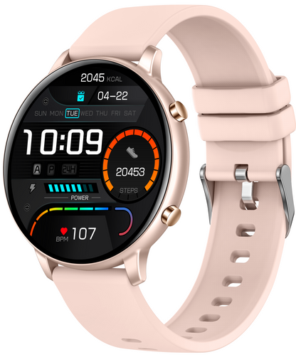 Ceas Smartwatch idealSTORE KooPio2, Apel Bluetooth, Asistent Vocal, Carcasa Slim din Aluminiu, Afisaj HD, 100+ Moduri Sport, Management Somn, Monitorizare Sanatate, Monitorizare Respiratie, Culoare Rose