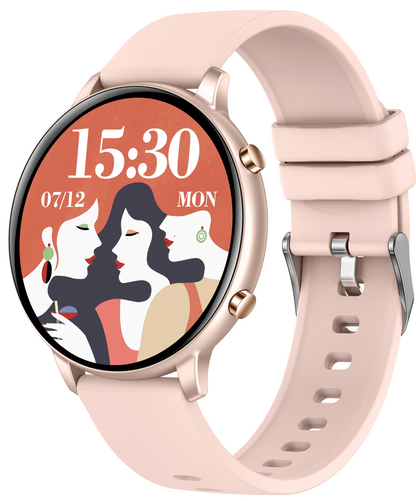 Ceas Smartwatch idealSTORE KooPio2, Apel Bluetooth, Asistent Vocal, Carcasa Slim din Aluminiu, Afisaj HD, 100+ Moduri Sport, Management Somn, Monitorizare Sanatate, Monitorizare Respiratie, Culoare Rose