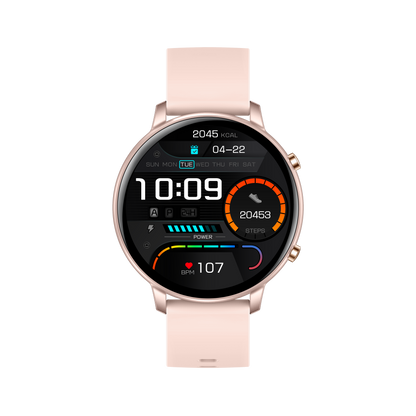 Ceas Smartwatch idealSTORE KooPio2, Apel Bluetooth, Asistent Vocal, Carcasa Slim din Aluminiu, Afisaj HD, 100+ Moduri Sport, Management Somn, Monitorizare Sanatate, Monitorizare Respiratie, Culoare Rose