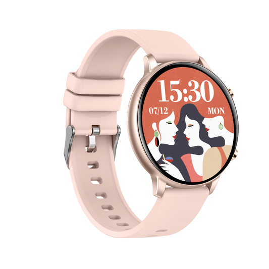 Ceas Smartwatch idealSTORE KooPio2, Apel Bluetooth, Asistent Vocal, Carcasa Slim din Aluminiu, Afisaj HD, 100+ Moduri Sport, Management Somn, Monitorizare Sanatate, Monitorizare Respiratie, Culoare Rose