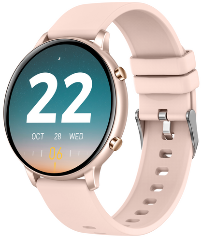 Ceas Smartwatch idealSTORE KooPio2, Apel Bluetooth, Asistent Vocal, Carcasa Slim din Aluminiu, Afisaj HD, 100+ Moduri Sport, Management Somn, Monitorizare Sanatate, Monitorizare Respiratie, Culoare Rose