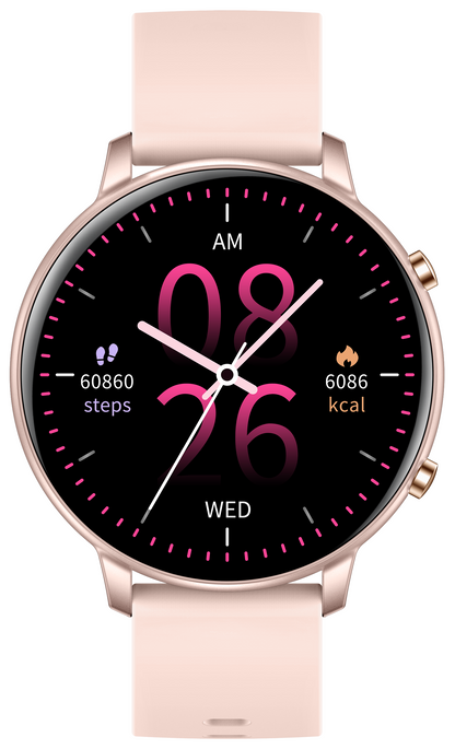 Ceas Smartwatch idealSTORE KooPio2, Apel Bluetooth, Asistent Vocal, Carcasa Slim din Aluminiu, Afisaj HD, 100+ Moduri Sport, Management Somn, Monitorizare Sanatate, Monitorizare Respiratie, Culoare Rose