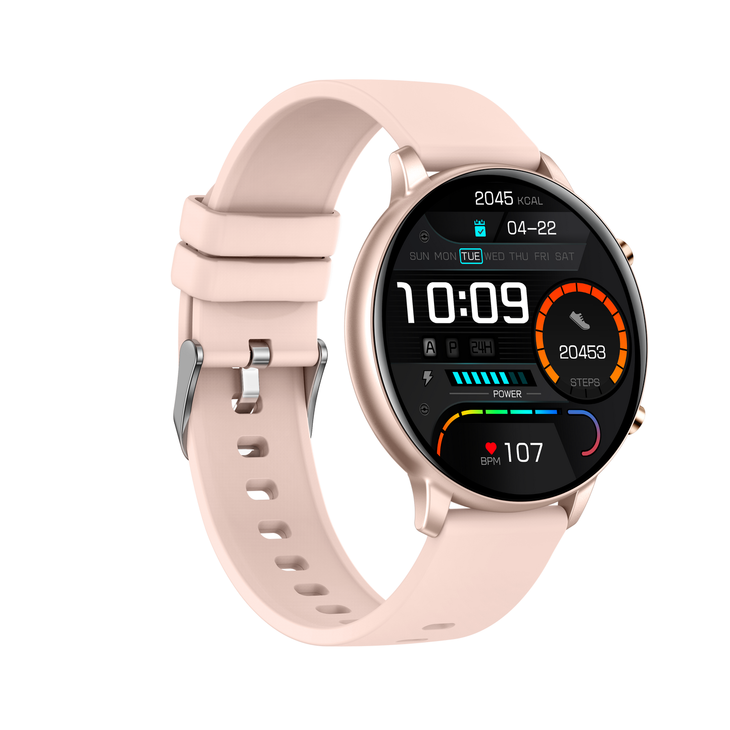 Ceas Smartwatch idealSTORE KooPio2, Apel Bluetooth, Asistent Vocal, Carcasa Slim din Aluminiu, Afisaj HD, 100+ Moduri Sport, Management Somn, Monitorizare Sanatate, Monitorizare Respiratie, Culoare Rose