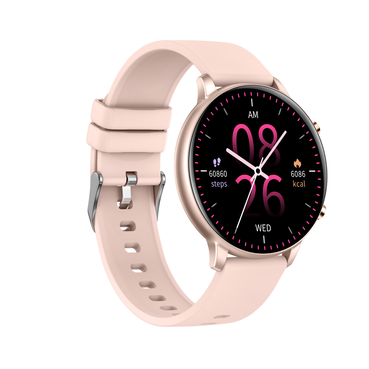 Ceas Smartwatch idealSTORE KooPio2, Apel Bluetooth, Asistent Vocal, Carcasa Slim din Aluminiu, Afisaj HD, 100+ Moduri Sport, Management Somn, Monitorizare Sanatate, Monitorizare Respiratie, Culoare Rose