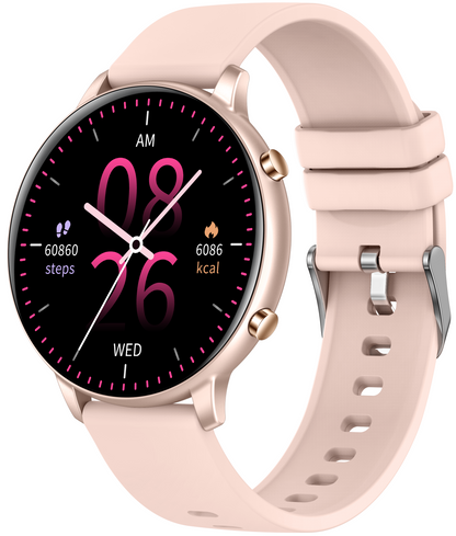 Ceas Smartwatch idealSTORE KooPio2, Apel Bluetooth, Asistent Vocal, Carcasa Slim din Aluminiu, Afisaj HD, 100+ Moduri Sport, Management Somn, Monitorizare Sanatate, Monitorizare Respiratie, Culoare Rose