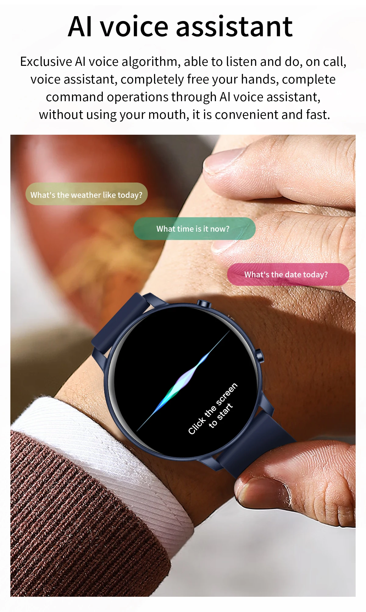 Ceas Smartwatch idealSTORE KooPio2, Apel Bluetooth, Asistent Vocal, Carcasa Slim din Aluminiu, Afisaj HD, 100+ Moduri Sport, Management Somn, Monitorizare Sanatate, Monitorizare Respiratie, Culoare Negru