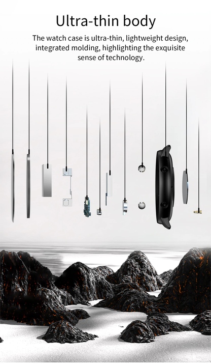 Ceas Smartwatch idealSTORE KooPio2, Apel Bluetooth, Asistent Vocal, Carcasa Slim din Aluminiu, Afisaj HD, 100+ Moduri Sport, Management Somn, Monitorizare Sanatate, Monitorizare Respiratie, Culoare Negru