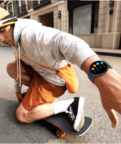 Ceas Smartwatch idealSTORE KooPio2, Apel Bluetooth, Asistent Vocal, Carcasa Slim din Aluminiu, Afisaj HD, 100+ Moduri Sport, Management Somn, Monitorizare Sanatate, Monitorizare Respiratie, Culoare Negru