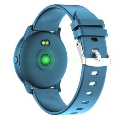 Ceas Smartwatch KingWear idealStore, Ecran Tactil HD 1.3 inch, Rezistent la Apa, Pedometru, Monitorizare Ritm Cardiac, Tensiune Arteriala, Sedentary Reminder, Mod Sport, Albastru