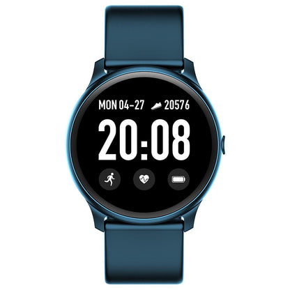 Ceas Smartwatch KingWear idealStore, Ecran Tactil HD 1.3 inch, Rezistent la Apa, Pedometru, Monitorizare Ritm Cardiac, Tensiune Arteriala, Sedentary Reminder, Mod Sport, Albastru
