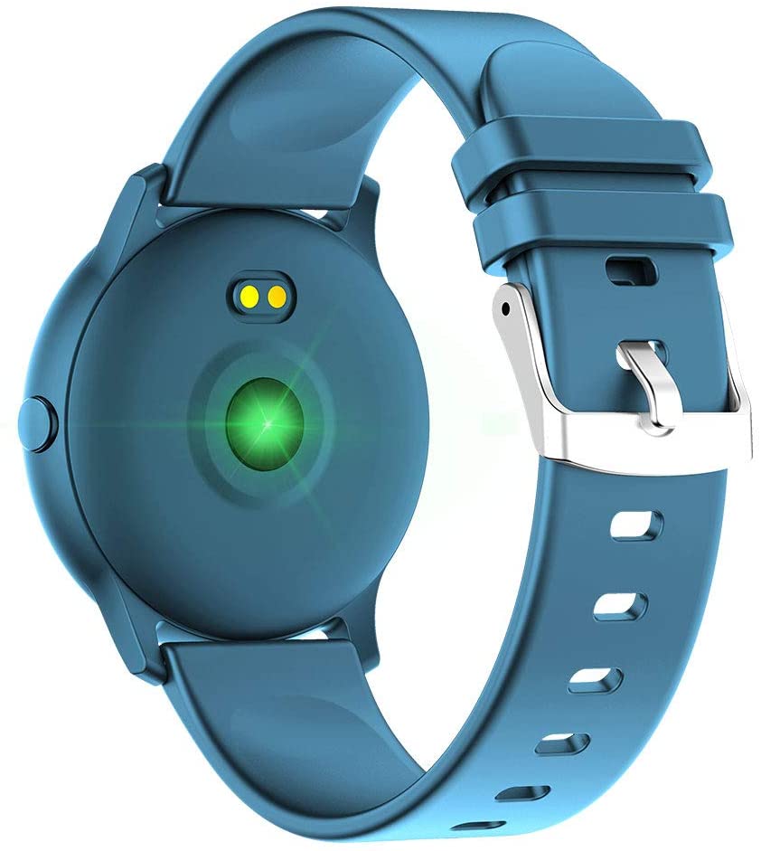 Ceas Smartwatch KingWear idealStore, Ecran Tactil HD 1.3 inch, Rezistent la Apa, Pedometru, Monitorizare Ritm Cardiac, Tensiune Arteriala, Sedentary Reminder, Mod Sport, Albastru