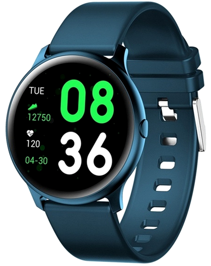 Ceas Smartwatch KingWear idealStore, Ecran Tactil HD 1.3 inch, Rezistent la Apa, Pedometru, Monitorizare Ritm Cardiac, Tensiune Arteriala, Sedentary Reminder, Mod Sport, Albastru