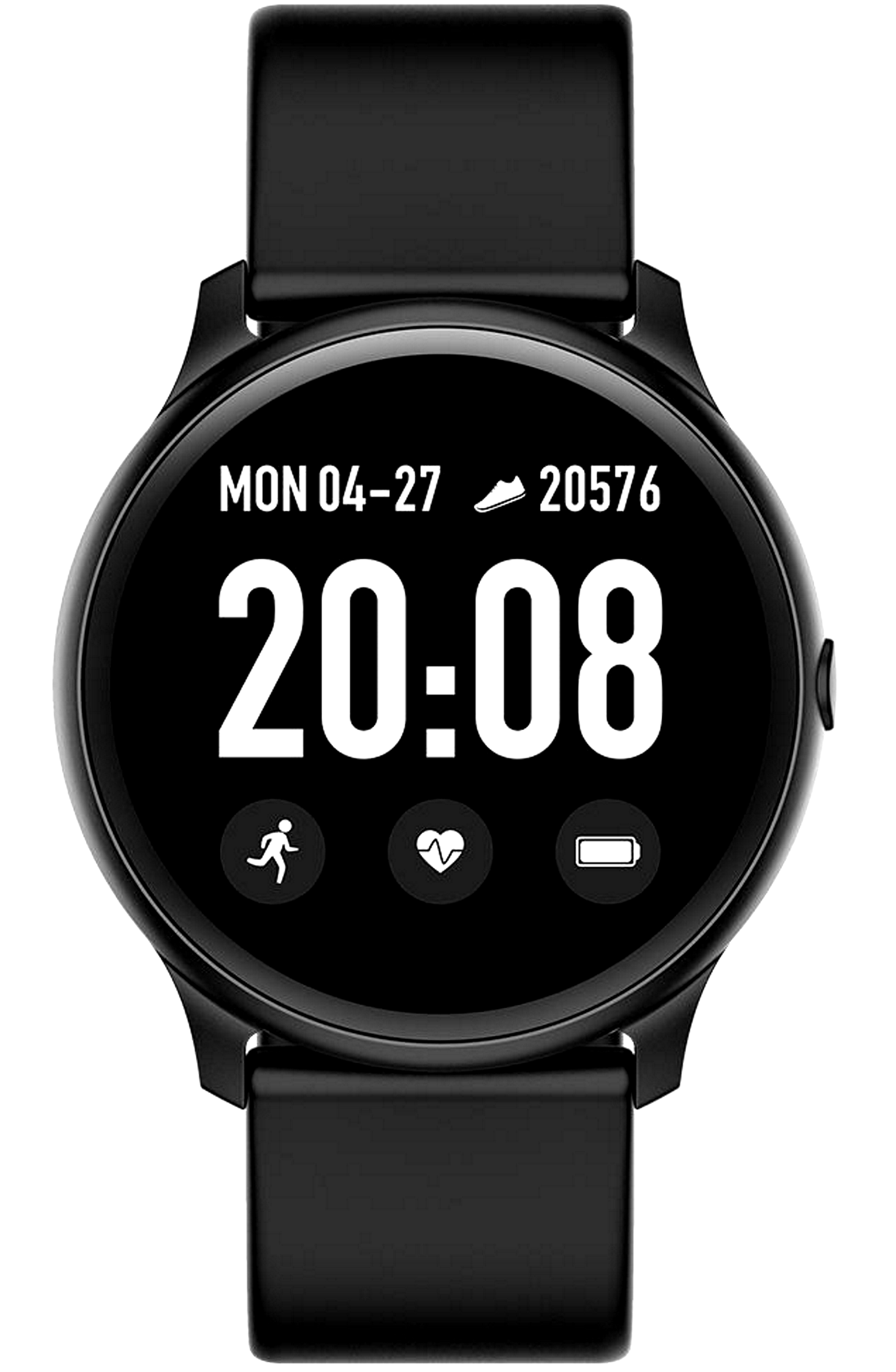 Ceas Smartwatch NEW KingWear19 idealStore, Ecran Tactil HD 1.3 inch, Rezistent la Apa, Pedometru, Monitorizare Ritm Cardiac, Tensiune Arteriala, Memento Sedentar, Mod Sport, Negru