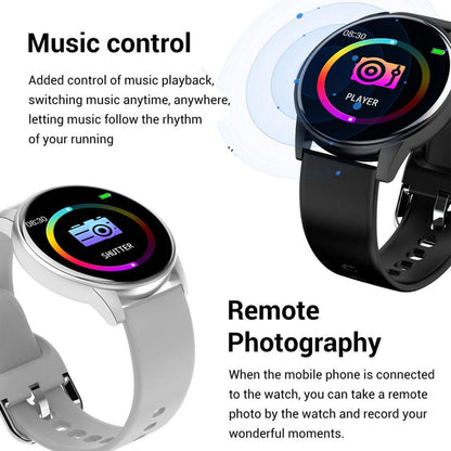 Ceas Smartwatch KingWear idealStore, Ecran Tactil HD 1.3 inch, Rezistent la Apa, Pedometru, Monitorizare Ritm Cardiac, Tensiune Arteriala, Sedentary Reminder, Mod Sport, Negru