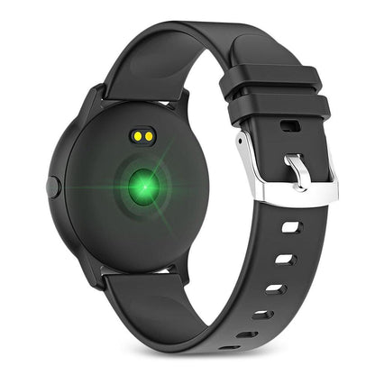 Ceas Smartwatch KingWear idealStore, Ecran Tactil HD 1.3 inch, Rezistent la Apa, Pedometru, Monitorizare Ritm Cardiac, Tensiune Arteriala, Sedentary Reminder, Mod Sport, Negru