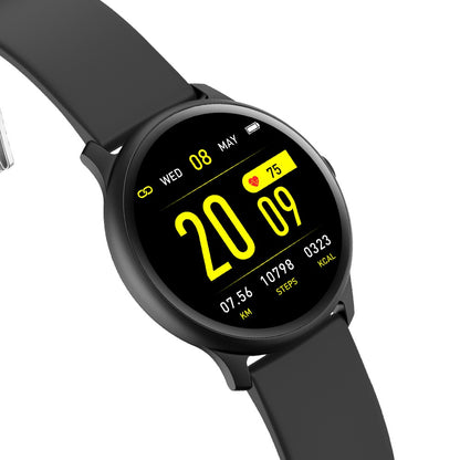 Ceas Smartwatch KingWear idealStore, Ecran Tactil HD 1.3 inch, Rezistent la Apa, Pedometru, Monitorizare Ritm Cardiac, Tensiune Arteriala, Sedentary Reminder, Mod Sport, Negru