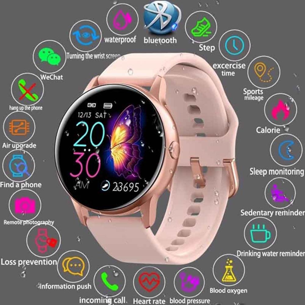 Ceas Smartwatch KingWear idealStore, Ecran Tactil HD 1.3 inch, Rezistent la Apa, Pedometru, Monitorizare Ritm Cardiac, Tensiune Arteriala, Sedentary Reminder, Moduri Sport, Roz