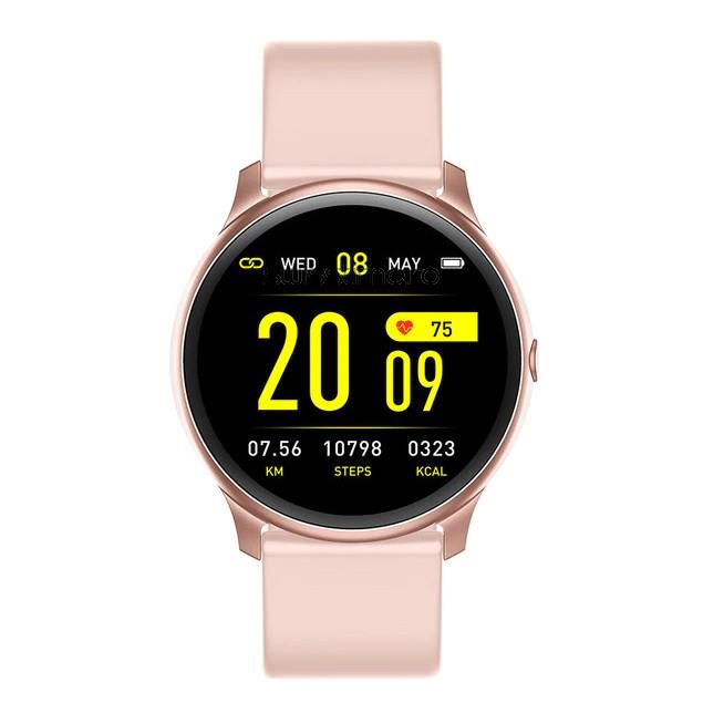 Ceas Smartwatch KingWear idealStore, Ecran Tactil HD 1.3 inch, Rezistent la Apa, Pedometru, Monitorizare Ritm Cardiac, Tensiune Arteriala, Sedentary Reminder, Moduri Sport, Roz