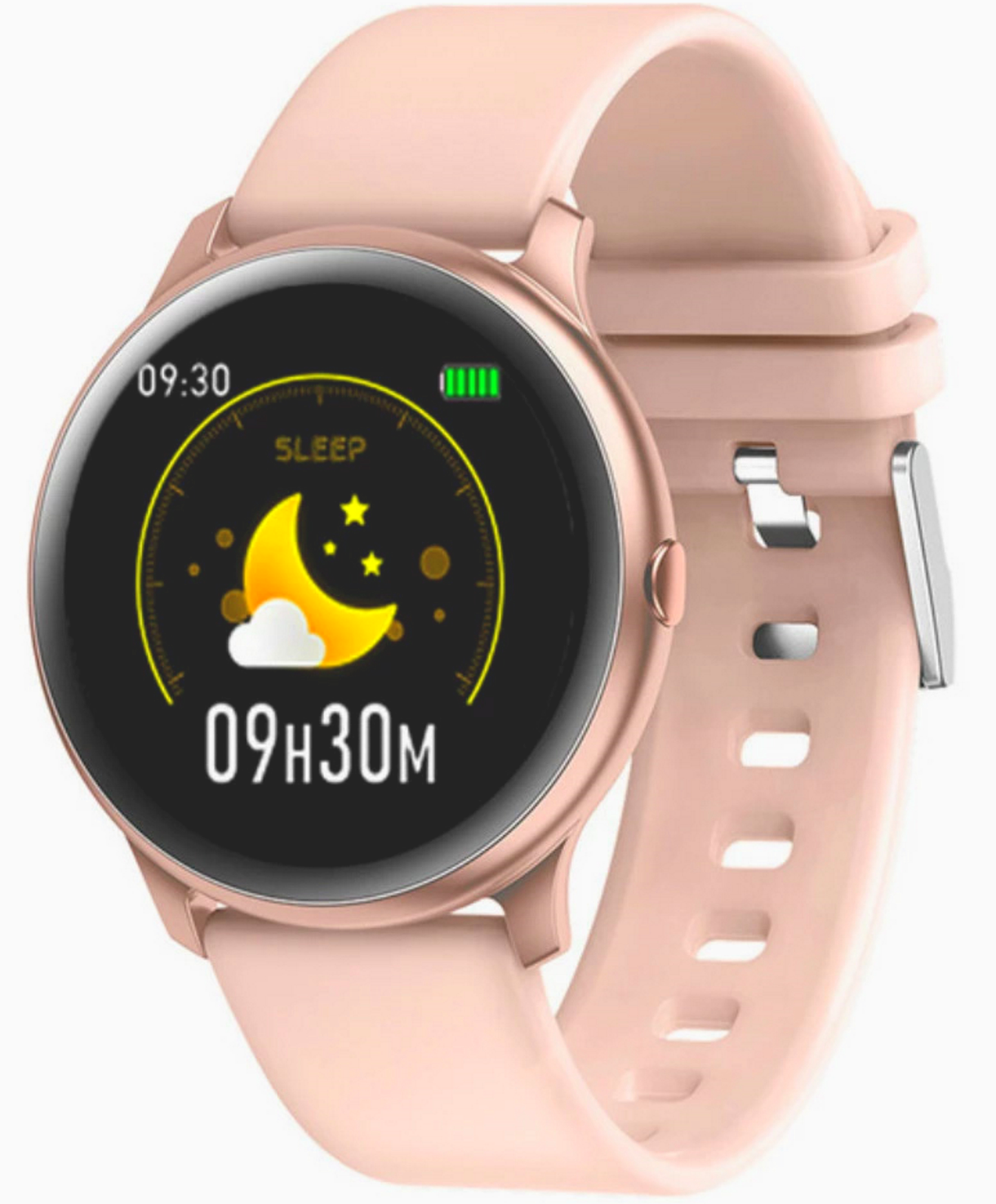Ceas Smartwatch KingWear idealStore, Ecran Tactil HD 1.3 inch, Rezistent la Apa, Pedometru, Monitorizare Ritm Cardiac, Tensiune Arteriala, Sedentary Reminder, Moduri Sport, Roz