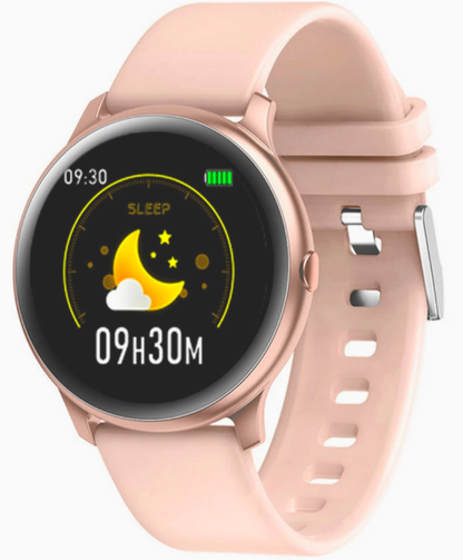 Ceas Smartwatch KingWear idealStore, Ecran Tactil HD 1.3 inch, Rezistent la Apa, Pedometru, Monitorizare Ritm Cardiac, Tensiune Arteriala, Sedentary Reminder, Moduri Sport, Roz